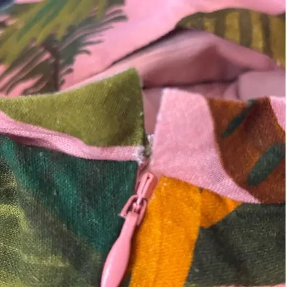 NWT Farm Rio Pink Cocoa Forest Mini Dress Women's Size L Floral Leaf Pink Green - Picture 10 of 11